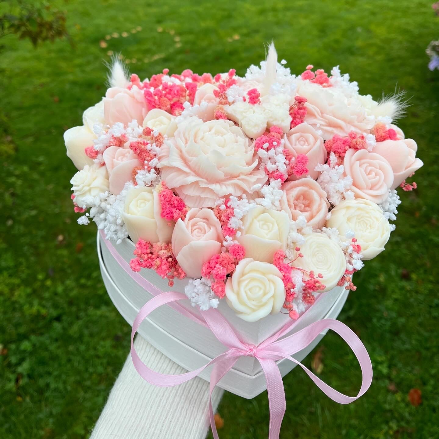 Pink/White Heart Shaped Box