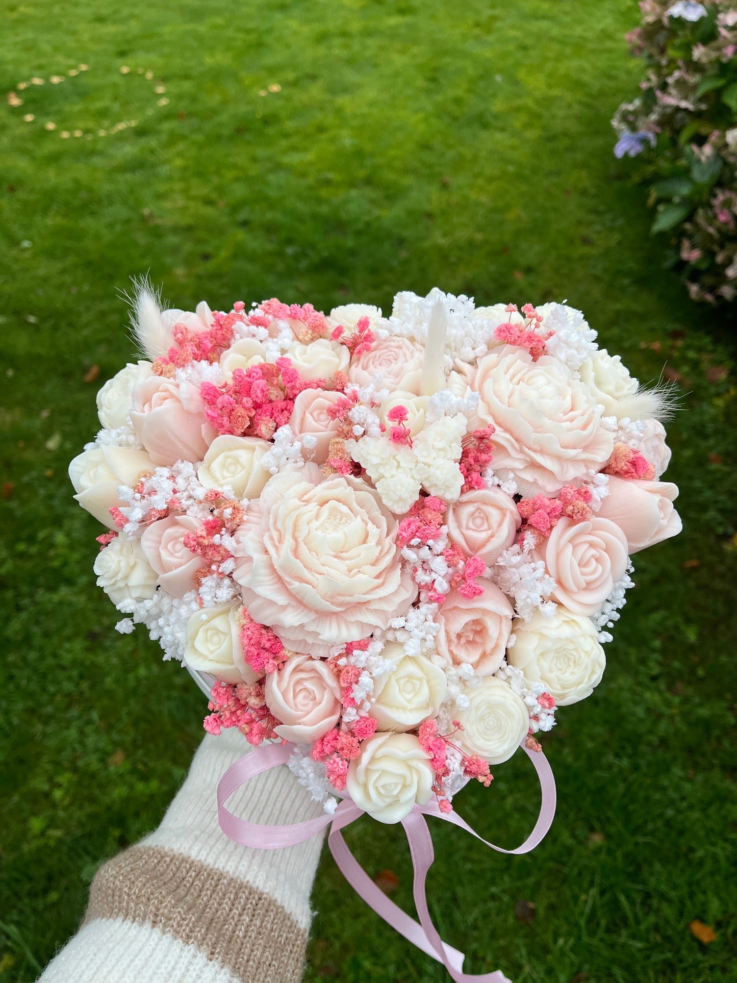 Pink/White Heart Shaped Box